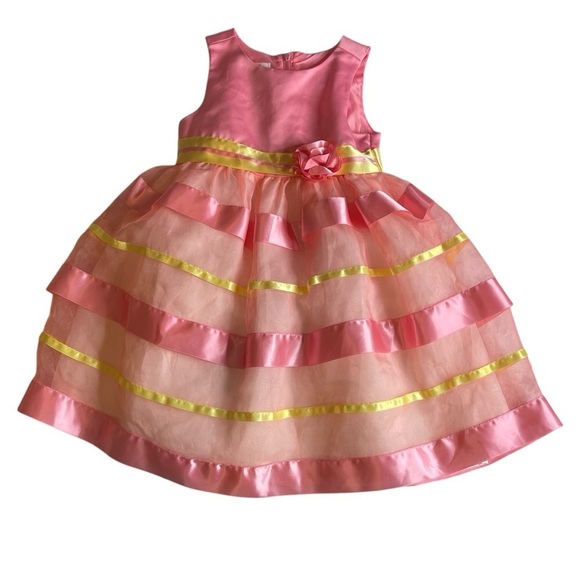 Girls 2 dress bundle Pink and Yellow Layered Dress size 4 & 5 - Picture 1 of 14
